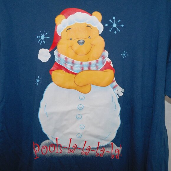 Disney Store VTG Winnie Pooh Christmas nightgown night T Shirt  Blue one size - Picture 3 of 10
